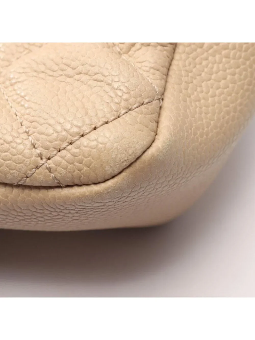 Chanel Shoulder Bag Deca Quilted Single Flap Light Beige Caviar Leather Chain